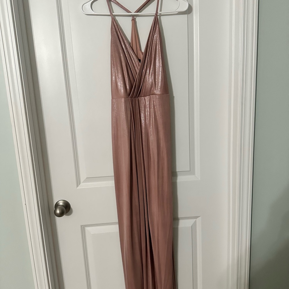 Glamorous Metallic Halter Dress
